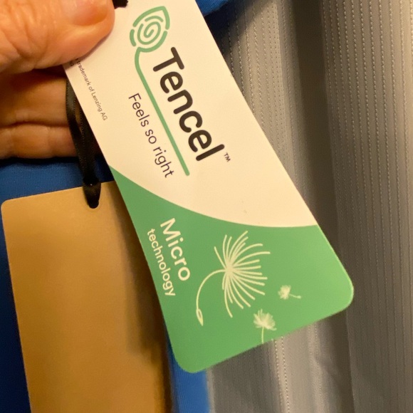 Halogen NWT! Blue Tencel V-Neck Tee Tunic T-Shirt flaw oversized XS - Picture 6 of 8